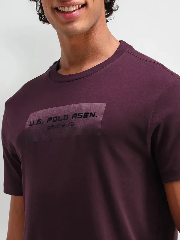 US POLO wine cotton slim fit t-shirt for men