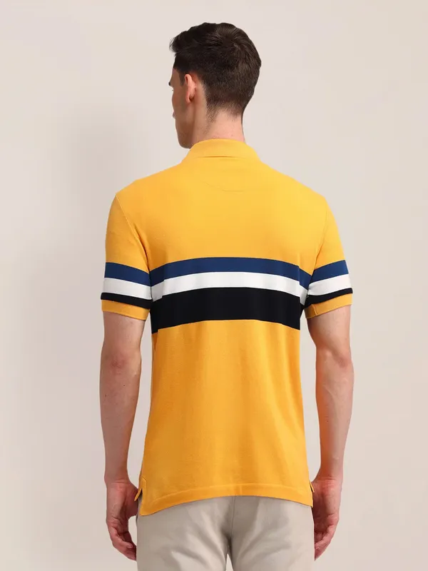 US POLO yellow stripe cotton t-shirt for men