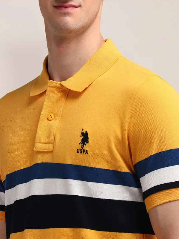 US POLO yellow stripe cotton t-shirt for men