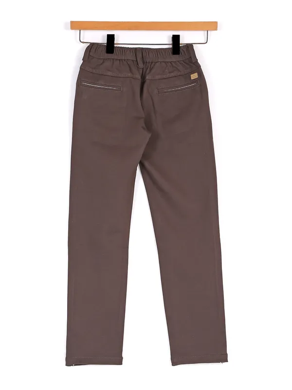 UTex solid dark brown boys cotton trouser