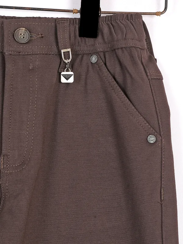 UTex solid dark brown boys cotton trouser