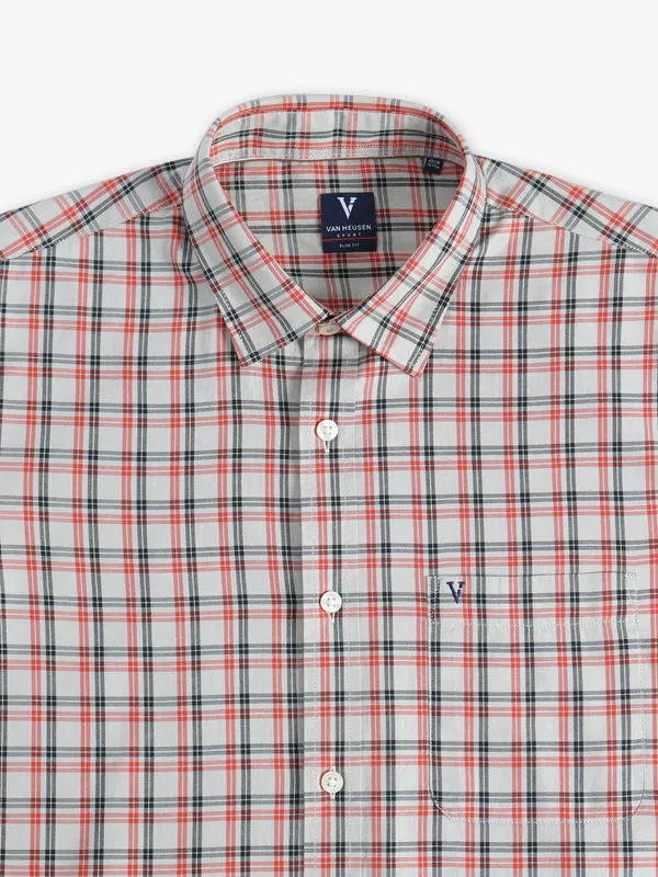 Van Heusen beige checks slim fit shirt