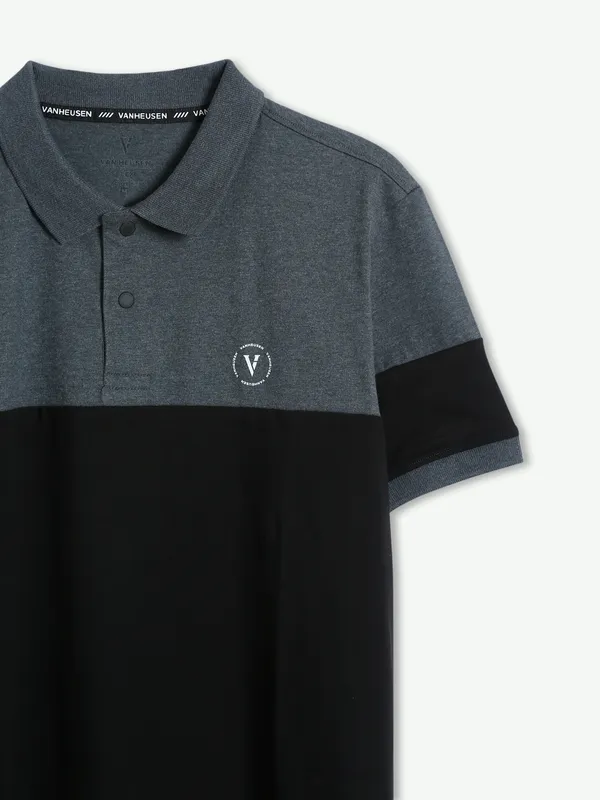 Van Heusen black color block polo t shirt