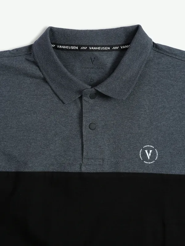 Van Heusen black color block polo t shirt
