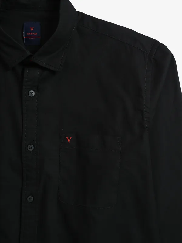 Van Heusen black cotton plain shirt