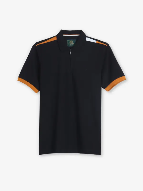 VAN HEUSEN black cotton polo t-shirt