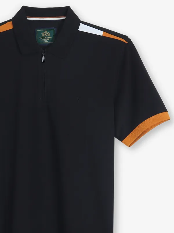 VAN HEUSEN black cotton polo t-shirt