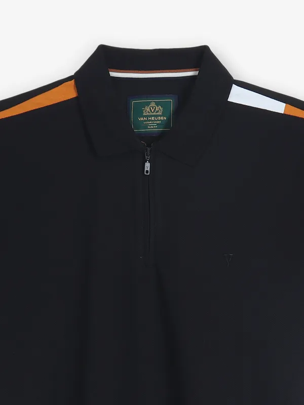 VAN HEUSEN black cotton polo t-shirt