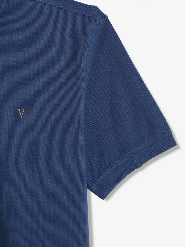 VAN HEUSEN blue plain slim fit t-shirt