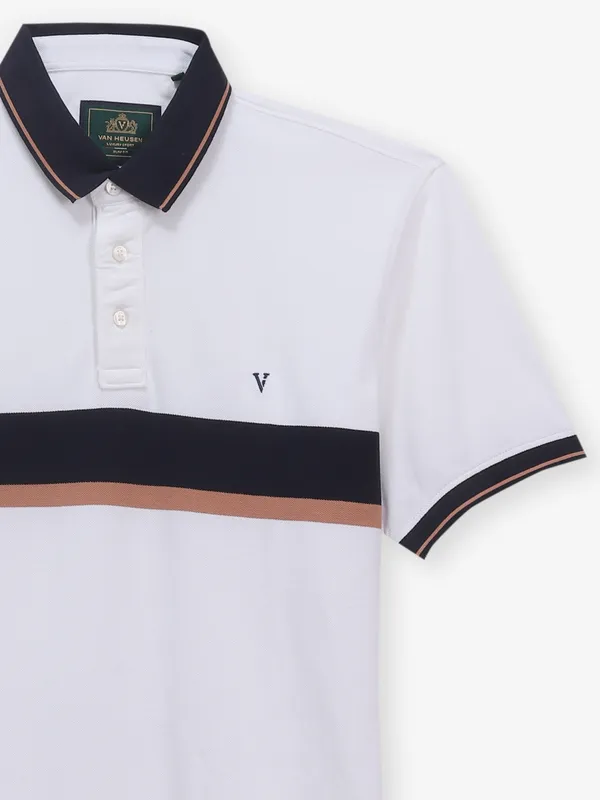 VAN HEUSEN blue printed cotton polo t-shirt