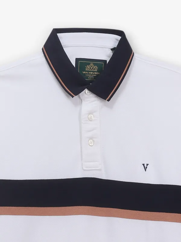 VAN HEUSEN blue printed cotton polo t-shirt