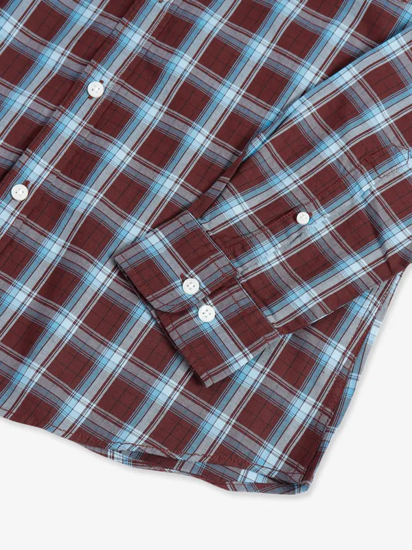 Van Heusen brown checks cotton shirt