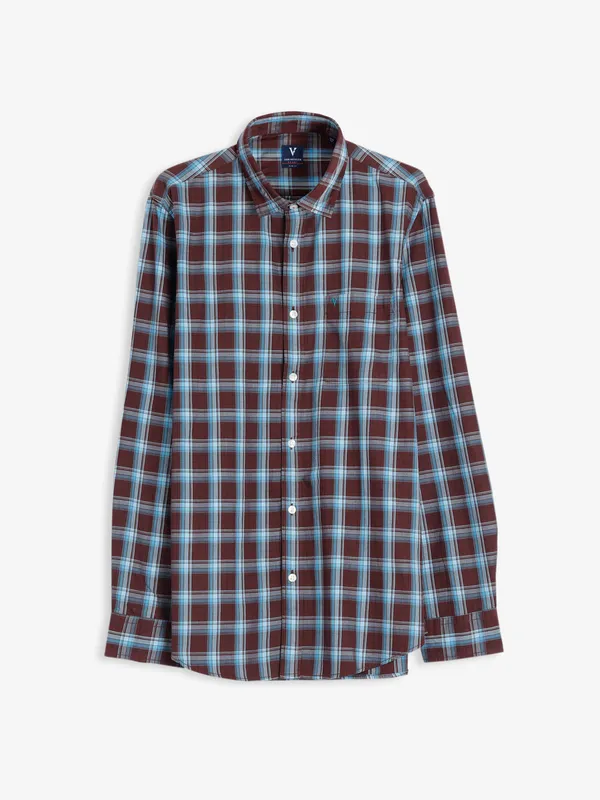 Van Heusen brown checks cotton shirt