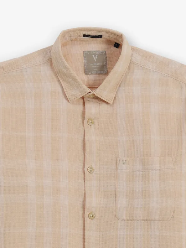 VAN HEUSEN checks Light orange cutaway shirt for men
