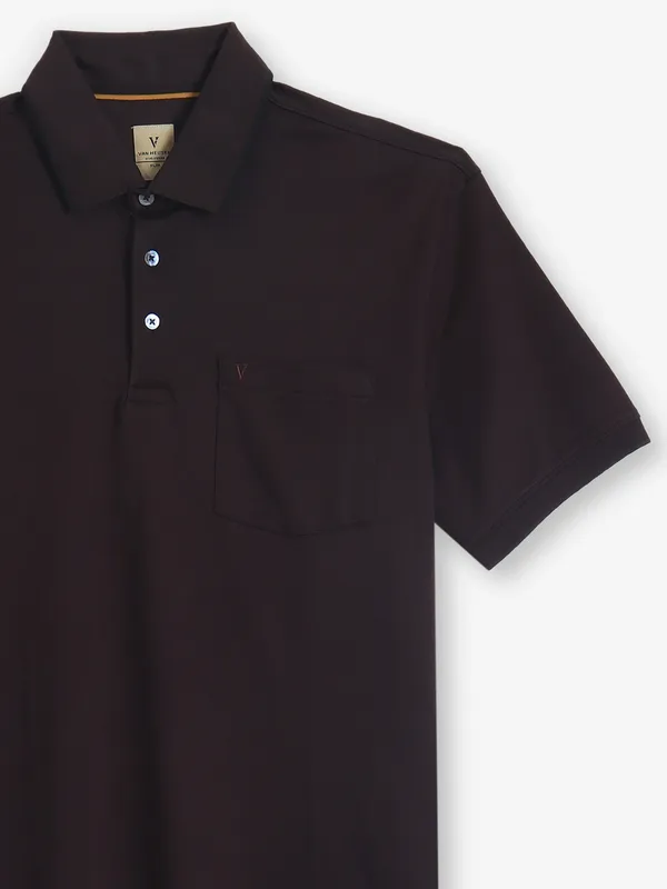 VAN HEUSEN coffee color plain cotton t-shirt