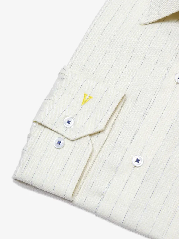 Van Heusen cotton light yellow stripe shirt