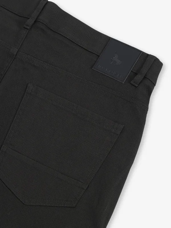 VAN HEUSEN cotton slim fitted black trousers for men