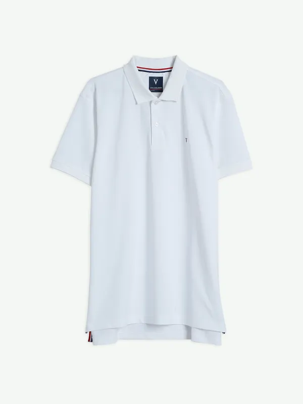 Van Heusen cotton white plain polo t shirt