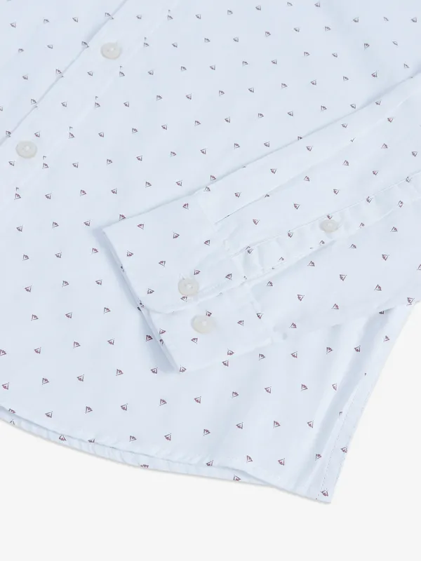 Van Heusen cotton white printed shirt
