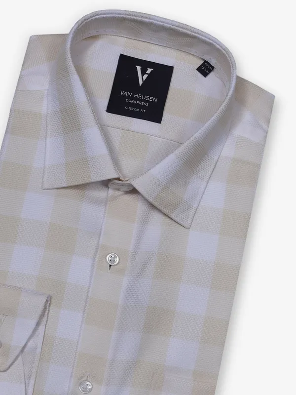 VAN HEUSEN cream checks cotton shirt