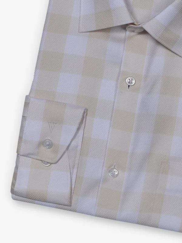 VAN HEUSEN cream checks cotton shirt