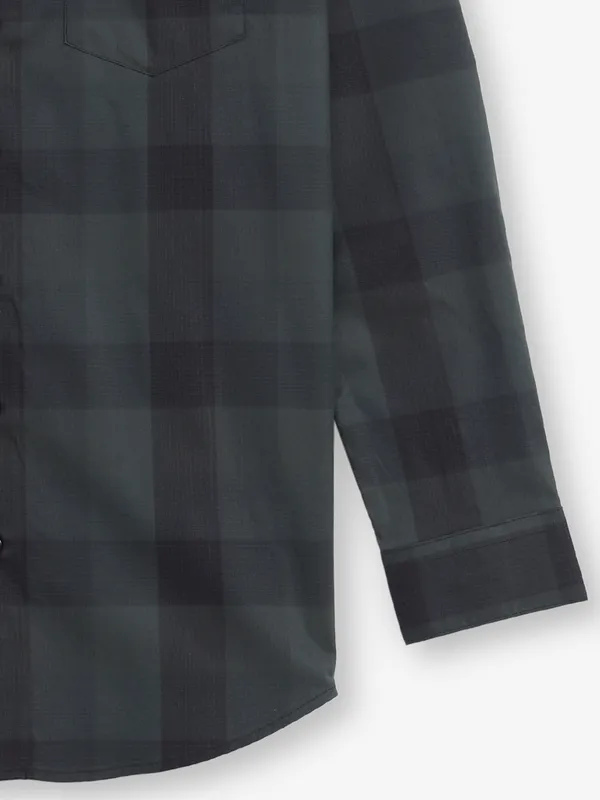 VAN HEUSEN dark green checks shirt for men