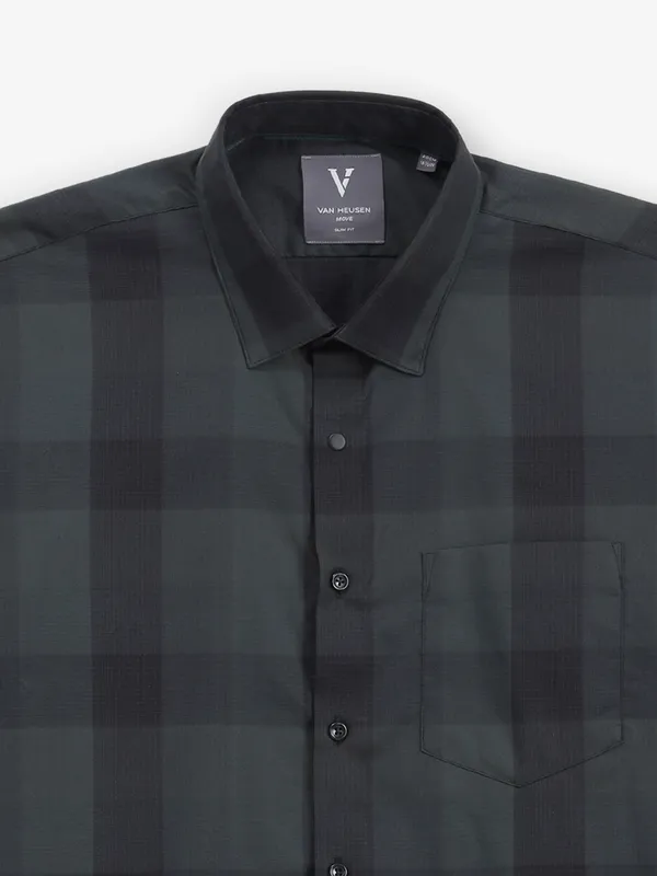 VAN HEUSEN dark green checks shirt for men