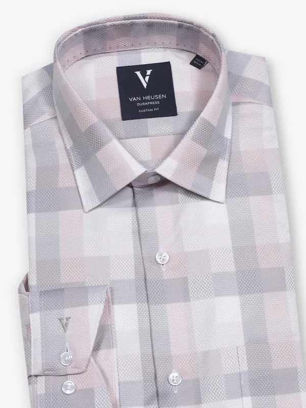 VAN HEUSEN grey checks formal shirt