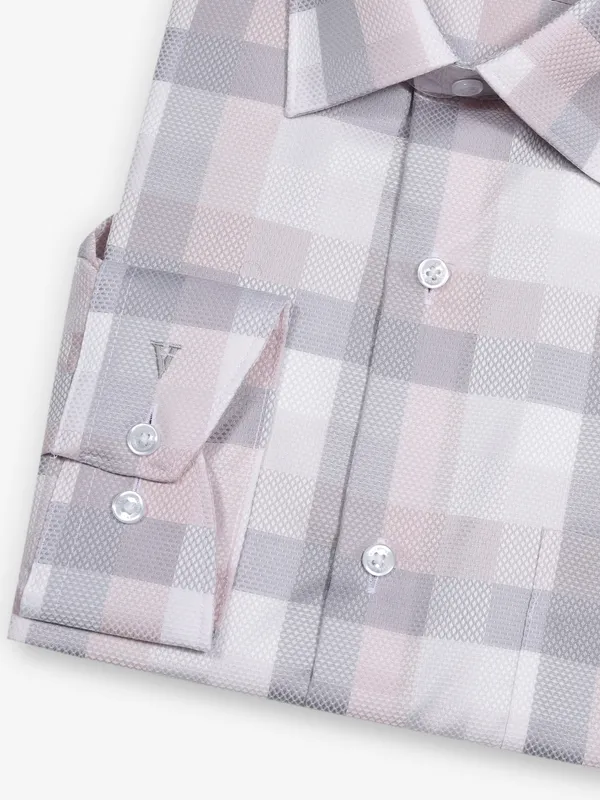 VAN HEUSEN grey checks formal shirt