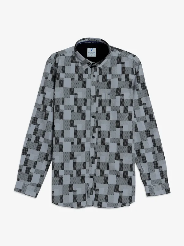 Van Heusen grey printed cotton shirt