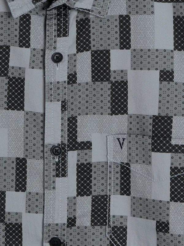 Van Heusen grey printed cotton shirt