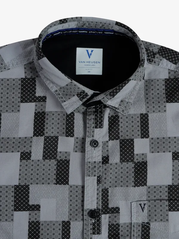 Van Heusen grey printed cotton shirt