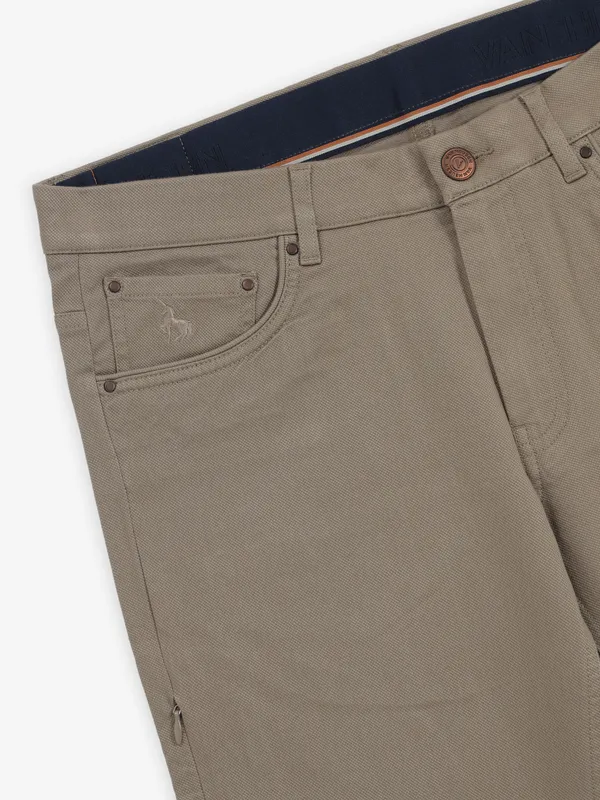 VAN HEUSEN khaki slim fitted cotton trouser for men
