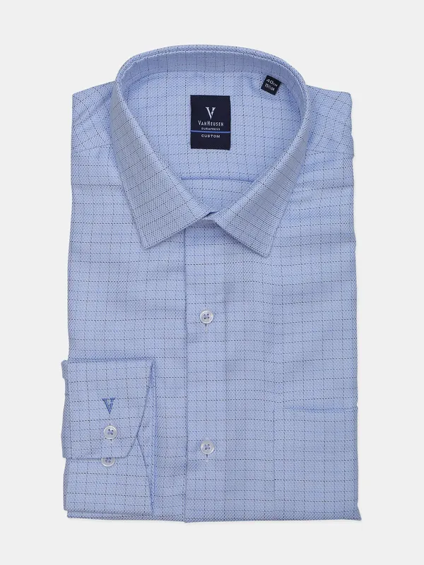 Van Heusen light blue color checks slim fit cotton shirt