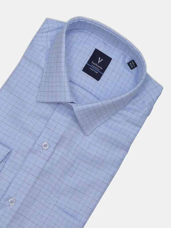 Van Heusen light blue color checks slim fit cotton shirt