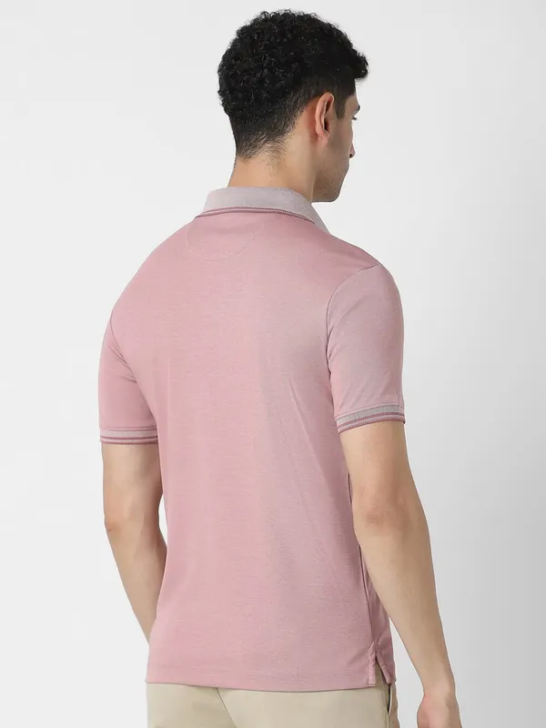 VAN HEUSEN light pink plain cotton t-shirt