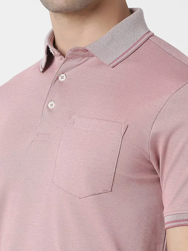 VAN HEUSEN light pink plain cotton t-shirt