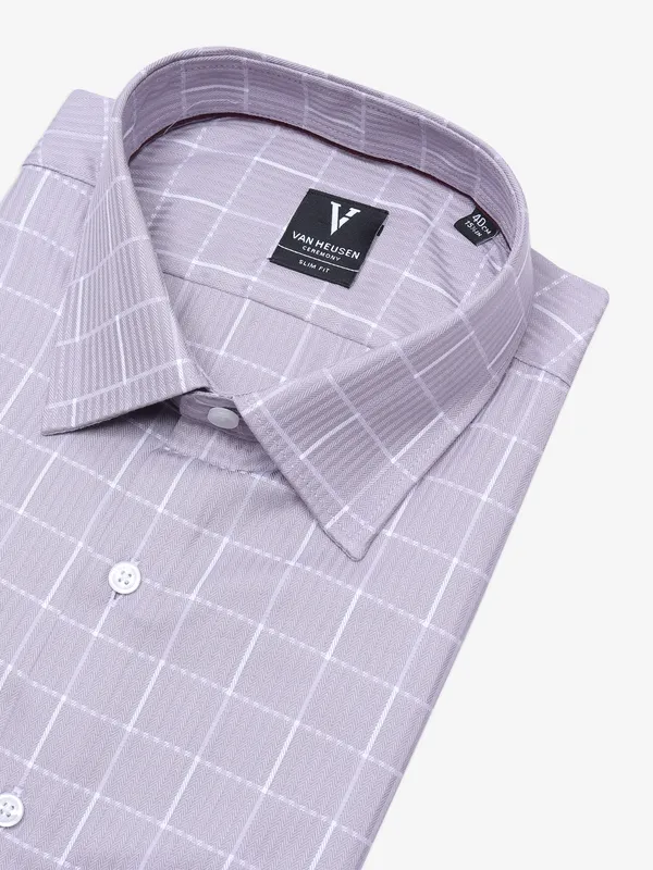 Van Heusen light purple checks cotton shirt