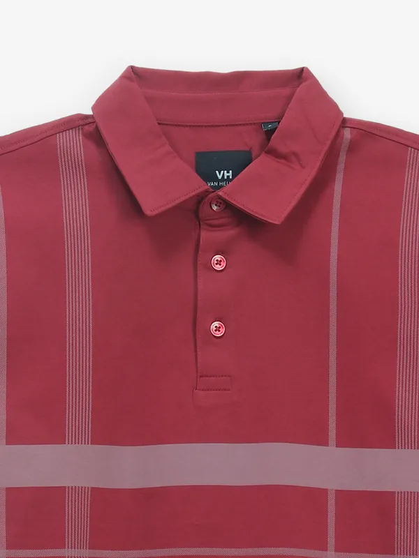 VAN HEUSEN maroon cotton polo t-shirt