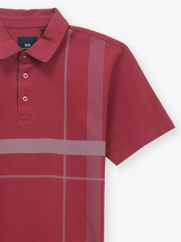 VAN HEUSEN maroon cotton polo t-shirt
