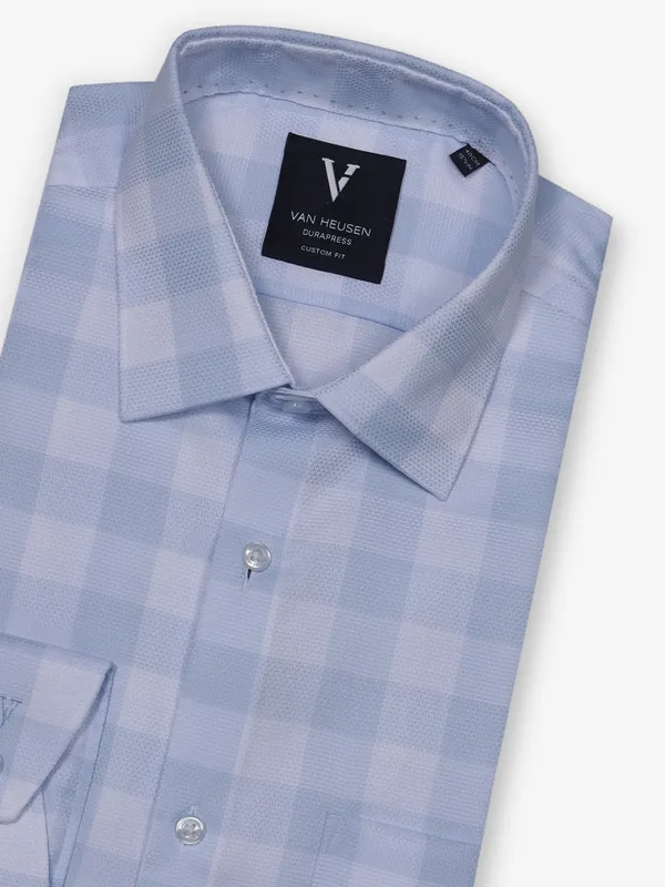 VAN HEUSEN mint blue checks cotton shirt