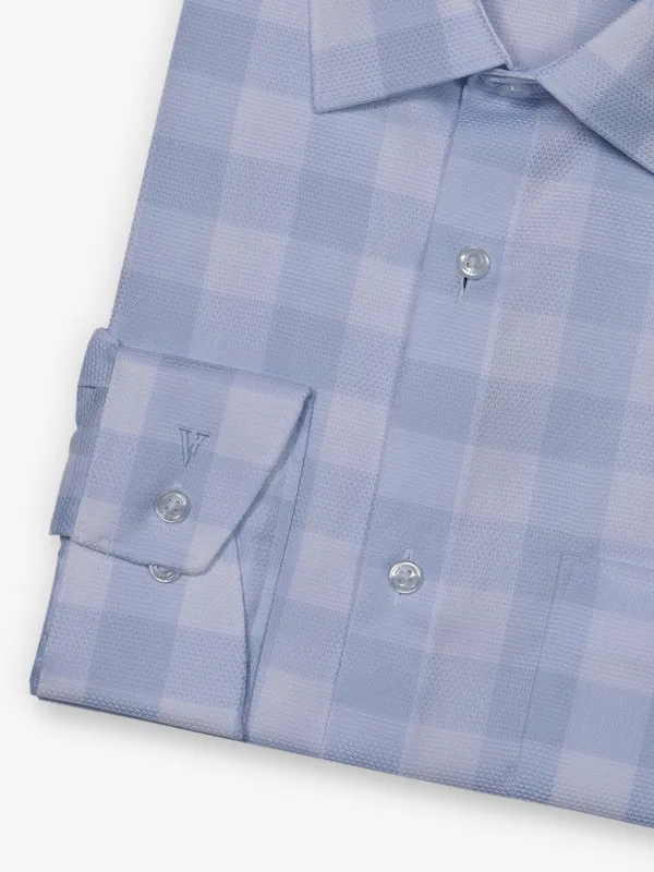VAN HEUSEN mint blue checks cotton shirt