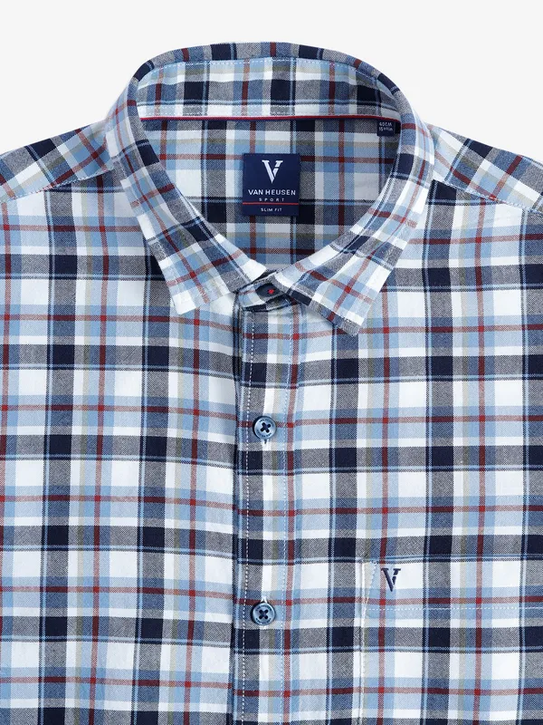 Van Heusen navy and white checks shirt