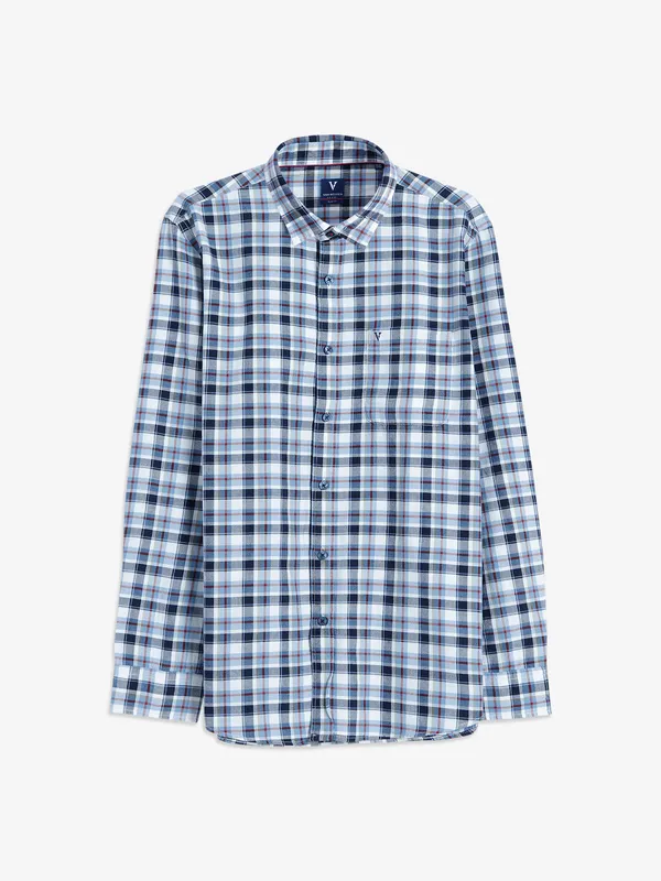 Van Heusen navy and white checks shirt