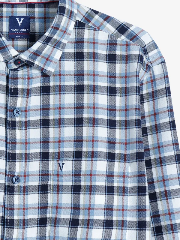 Van Heusen navy and white checks shirt