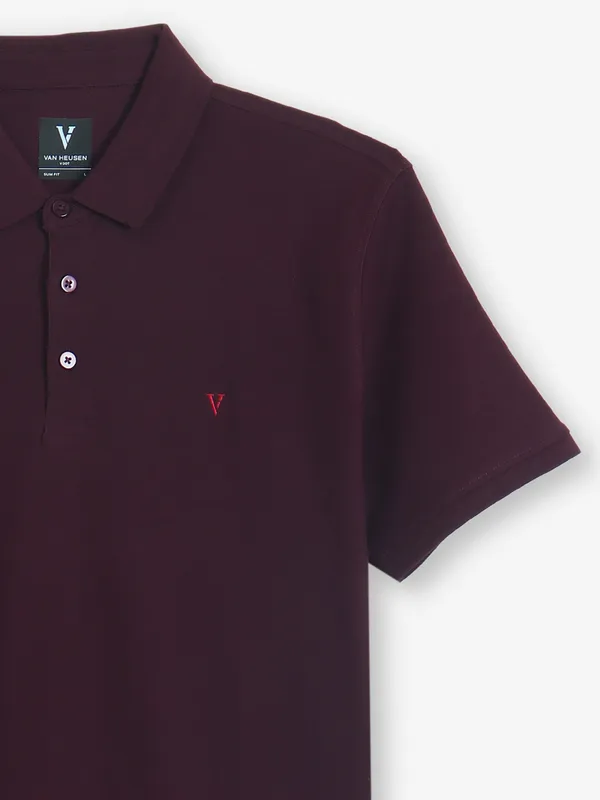 VAN HEUSEN olain wine cotton polo t-shirt