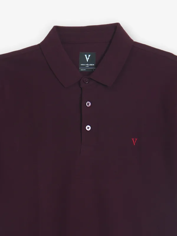VAN HEUSEN olain wine cotton polo t-shirt