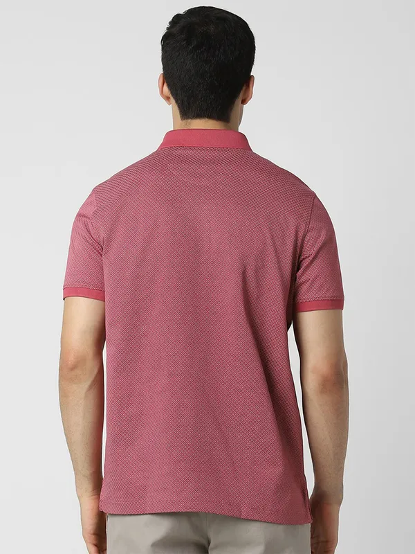 VAN HEUSEN pink cotton printed polo t-shirt