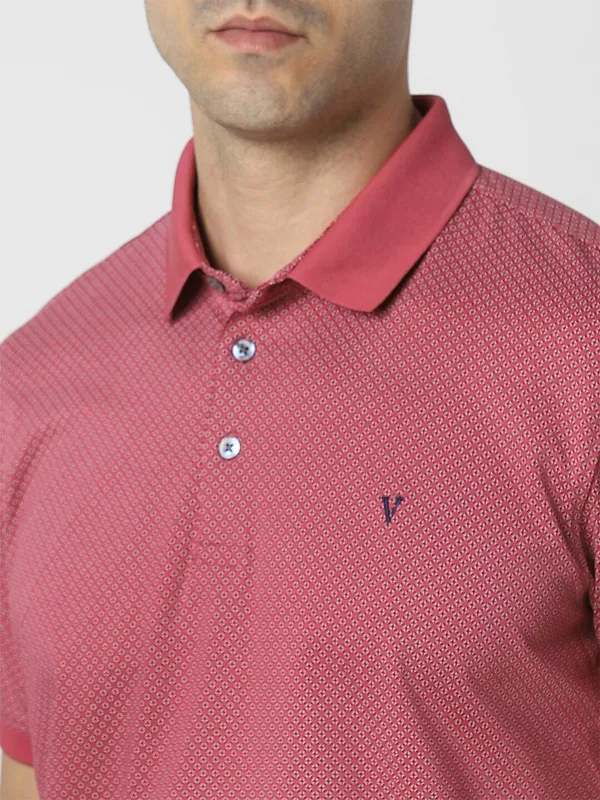 VAN HEUSEN pink cotton printed polo t-shirt