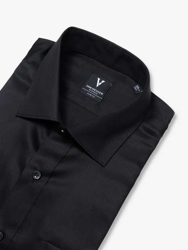 Van Heusen plain black cotton party shirt